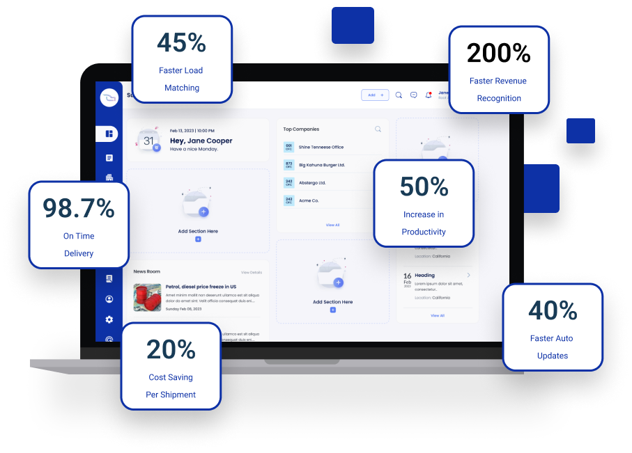 UltraShip TMS dashboard